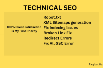 fix all technical SEO like indexing issues broken link redirect errors gsc error