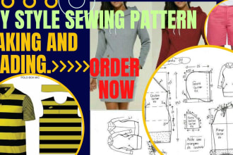 create digital sewing pattern,size grading and home print