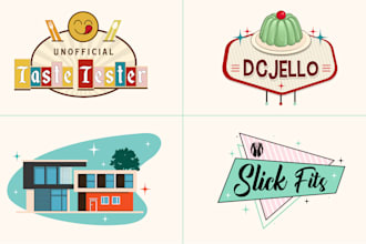 do retro googie mid century modern, vintage logo design