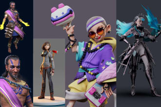 create 3d character model, 3d modeling and rigging for games 3d video animation
