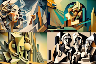 design cubism painting logo album cover cubist style