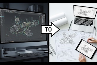 design 3d model to 2d drawing, 2d to 3d model conversion