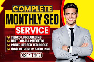 provide complete monthly SEO service with keyword research, on page and off page