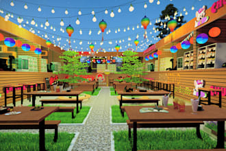 design outdoor restaurant, shop, or food truck