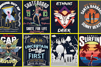 do exclusive typography t shirt design like mountains, forest, sunset, etc