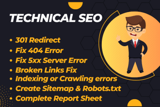 fix 301 redirect, 404 error, 5xx error and broken links