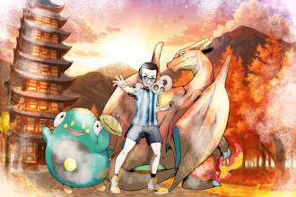 draw a pokemon portrait in ken sugimori vintage style