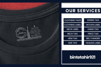 design shirt tag, clothing tags, hang tag, neck tags, or label