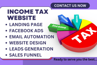 design tax preparation website income tax website, landing page income tax leads