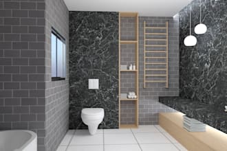 design floor plan, kitchen and bathroom 3d rendering
