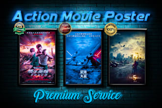design cinematic action movie poster or film poster