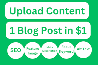 upload content, blog posts and article posts as wordpress virtual assistant VA