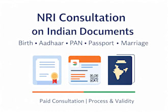 consult on birth, aadhaar, pan, passport, marriage for nri