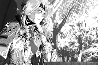 draw detailed black and white illustration fantasy, scifi, comics, dnd