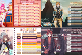 design vtuber stream schedule for twitch youtube