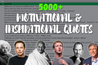 give 5k unique quotes on inspiration, motivational, etc in an excel spreadsheet