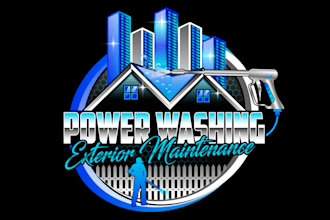 do a modern pressure washing cleaning and power washing logo design