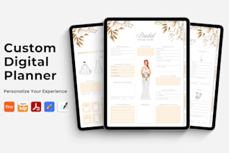 design digital planner templates, custom digital journals
