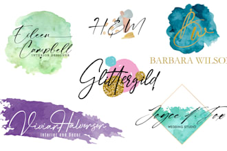 do minimalist watercolor signature logo design
