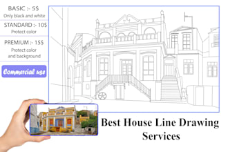 create sketch architecture or a building in line art