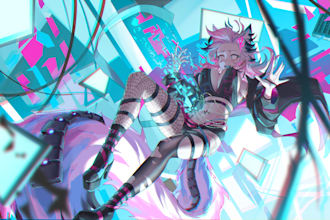 draw anime vtuber loading screen with fully separated PSD layers