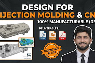 design products for injection molding and cnc