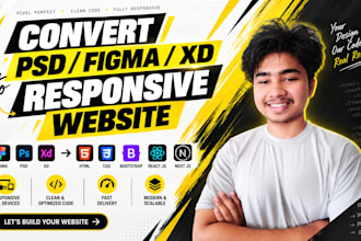 convert PSD to html figma to bootstrap responsive website