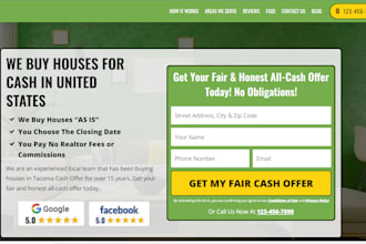 develop a real estate investor and cash offer website