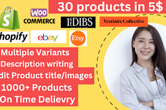 do shopify product listing ,edit image,title,menu, collection management