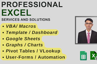 be your expert in microsoft excel, excel vba, macros, formulas and dashboard