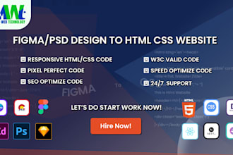 convert figma to react or figma to html css bootstrap or psd to html code