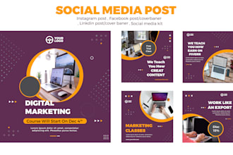 design social media post, instagram post ,fb post linkdin post ,social media kit