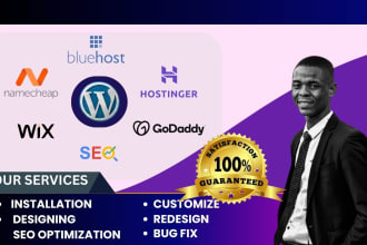 design wordpress website on bluehost godaddy siteground hostinger hostgator