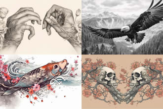 create custom tattoo design of nature and animals