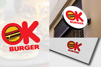 do unique food creatively burger logo on 24 hours