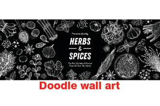 do office, home and restaurant wall art, mural, doodle art