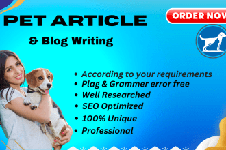 write dog articles, pet blogs or content and SEO animal content