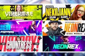 design a youtube banner, twitter header, facebook  cover and gaming banner