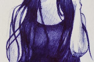 do pen sketching of any reference photo or live