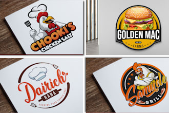 do custom bakery, BBQ, and restaurant logo design in 24 hours