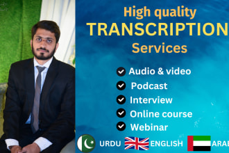 provide best transcription services in english and arabic
