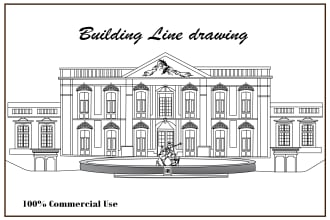 draw vector outline or line art illustration building sketch