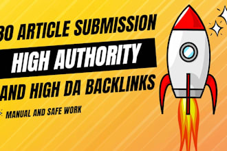 do manually 30 premium article submission SEO backlinks