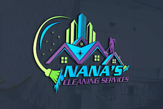 make an amazing clean house janitorial cleaning 3d logo
