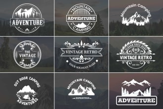 do outdoor mountain camping adventure travel heraldic vintage retro logo design