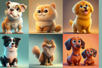 give you ai prompt for high quality cartoon animals in mid journey