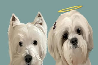 draw amaizing cartoon vector portrait your pet photos