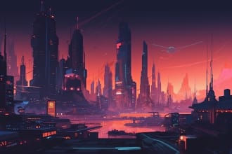 give you 10 lofi futuristic cyberpunk cities premade images