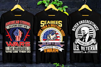 do custom typography t shirt and USA veteran t shirt design