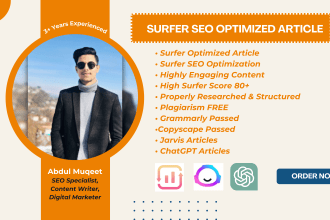 write surfer seo optimized articles using jasper ai 90 score